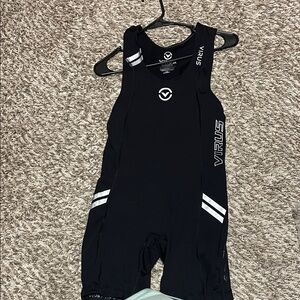Virus Black Powerlifting Singlet with White Stripes